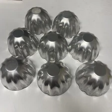 Metal Custard ~ Dessert Round Scalloped Mold. Maybe Vintage Lot Of 8