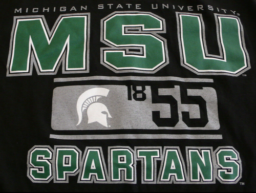 MSU Michigan State University T-Shirt Spartans Large schwarz 100 % Baumwolle - Bild 2 von 5