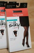 1 PAIR: Secret Silky CURVY SHEERS 10441 Ultra Stretch Pantyhose Jet Black 2 