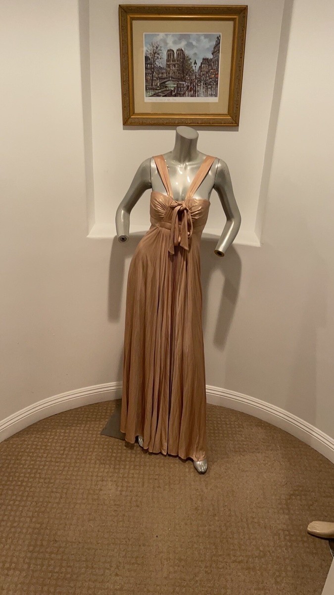 BCBGMAXAZRIA Halter Gold Maxi Dress Size S | eBay