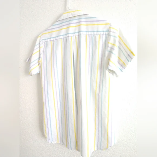 Vintage Traditional Classics Women's Short Sleeve Shirt Striped Camp Retro 7 / 8 - Picture 4 of 5