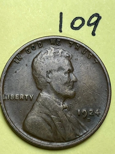 1924-D LINCOLN WHEAT CENT, "FINE" CONDITION, Low Mintage DATE, #109