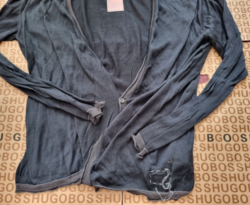 Hugo Boss hand crafted selection knit distressed jeans fashion cardigan top XXL - Picture 6 of 17