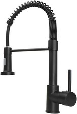 Kitchen Faucet, Black, Solid Brass, Spring Pull Type, Hot and Cold Water, High P