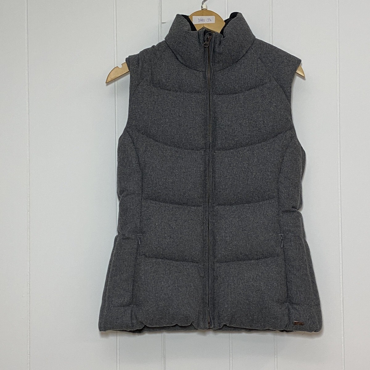 Timberland Puffer Vest Womens Small Gray Flannel Duck Down Zip