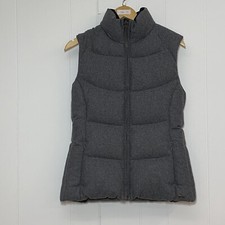 Timberland Puffer Vest Womens Small Gray Flannel Duck Down Zip Pockets 5162j
