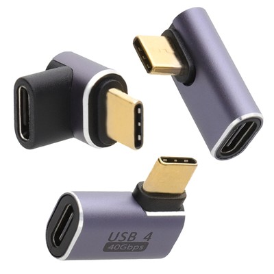 USB4-40 Rechtwinklig Adapter 90/270 40Gbps Usb-C Stecker zu Buchse Enden Lila