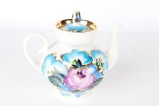 Teapot Lomonosov Imperial USSR Teal Blue Purple Gold