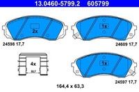 ATE Bremsbelagsatz, Scheibenbremse 13.0460-5799.2 FüR KIA Hyundai
