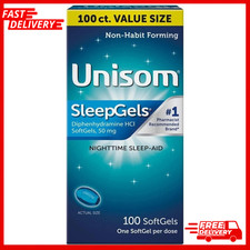 Unisom SleepGels Nighttime Sleep-Aid SoftGels, Diphenhydramine HCI 50 mg, 100 Ct