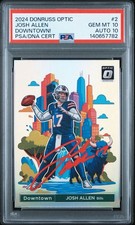 2024 Panini Donruss - Downtown! Josh Allen #2 PSA 10 Auto 10 *RARE RED PAINT*