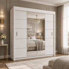 Olive Luxe Modern Sliding Door Wardrobe Bedroom  Cabinet in 4 Sizes 4 Colours