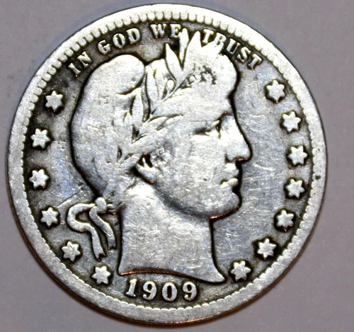 1909-P Barber Quarter - Very Good - #8566D