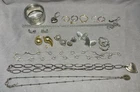 94.9g Sterling Silver Wearable Necklace Earring & Scrap Lot Napkin Ring Vintage