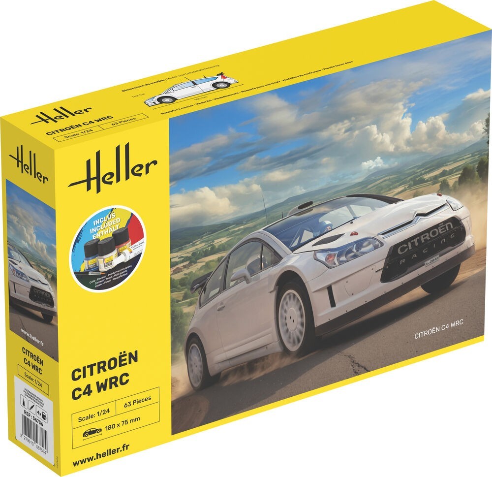 STARTER KIT Citroen C4 WRC Heller 56756 coffret cadeau idéal maquette voiture de rallye 1/24