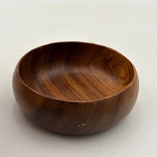 VTG 5.5" Walnut Wood Salad Bowl Serving Candy Table Dish MCM Kitchen Livingroom