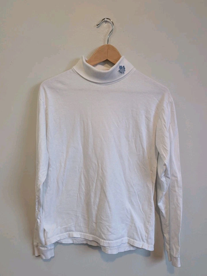 Hockey blanco grande vintage Toronto Maple Leafs cuello alto juvenil NHL Foto 3 de 4
