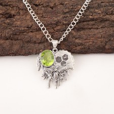 Oval Peridot Sterling Silver Unique August Birthstone Wife New Pendant Jewelry