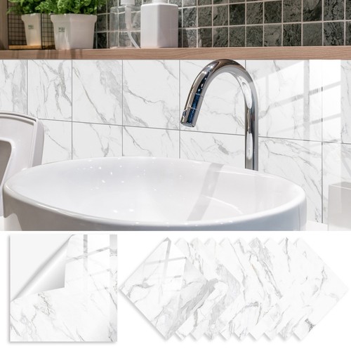10-100X Marble Tile Sticker Wall Sticker Self-Adhesive Stick On Kitchen Bathroom - Picture 2 of 29