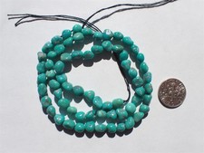 Genuine Campitos Blue-Green Turquoise Nugget Beads - 5.5-7x5-6.5mm - Strand
