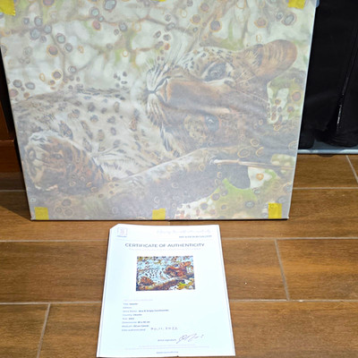 Vera & Sergey Goncharenko Signed Unframed Oil Canvas Leopard 40x50cm 2022