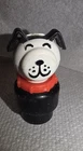 Little People Dog Black white figure toy red collar vtg Fischer Price