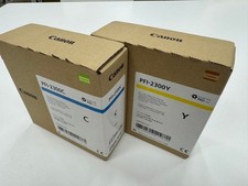 Canon PFI-2300 Genuine Ink Tank Set 2pcs C Y New Unused Valid Date OEM