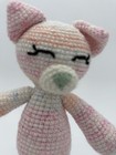 Handmade Crocheted Stuffed Cat Doll Pink & White Amigurumi Plush Toy, ~ 11 inch — photo 4