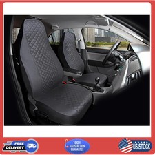 2 Piece High Back Car Seat Covers Vegan Leather Quilted Black Universal Fit