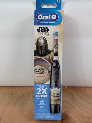 Oral B Kids Battery Powered Toothbrush Star Wars The Mandalorian W/ Stickers 