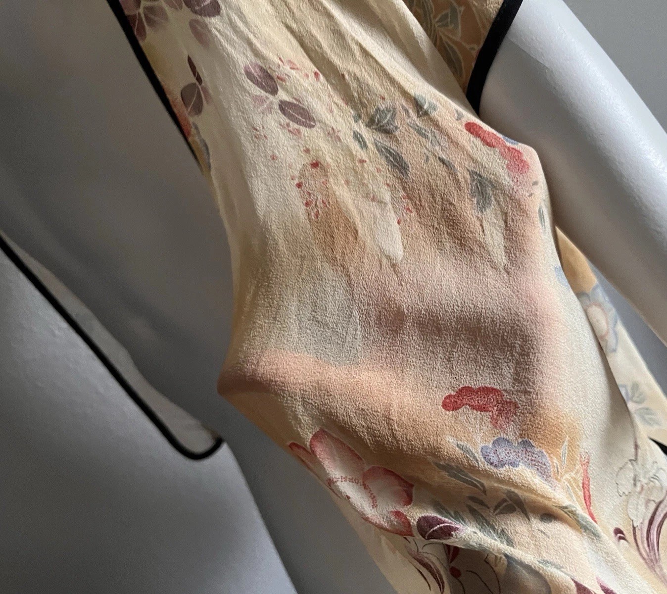 VTG CITRON Santa Monica 100percent Silk Floral Open Front Kimono Cardigan Cover Up XS image 7