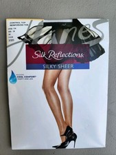 Hanes Silk Reflections Silky Sheer Control Top Pantyhose Jet Size CD 718