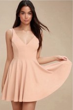 Lulus Darling Delight Skater Dress Circle Sleeveless Blush Pink Size XS Lined