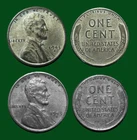 2 1943 S Lincoln Steel Wheat Cent Coins 1 Has Mintmark Error Fine-VF Circulated