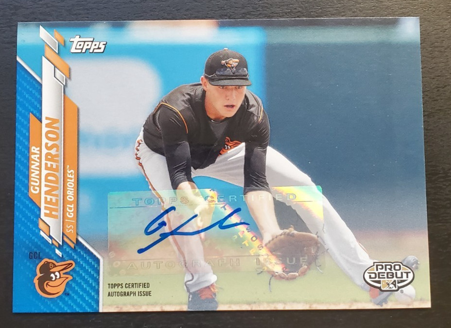 2020 Topps Pro Debut Gunnar Henderson Blue Auto 41/150 #PD-171 GCL Orioles