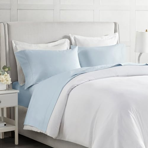 Egyptian Cotton Sheet Soft & Breathable 500TC Cotton Sheets, Elastic King Blue - Picture 2 of 7