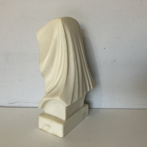 Vintage Alabaster Hooded Madonna Virgin Mary Bust Sculpture Carved Figurine - Picture 3 of 7