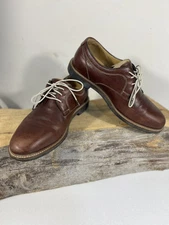 Johnston & Murphy Barlow Oxford Dress Shoes Mens 8.5M Round Toe Tobacco Brown