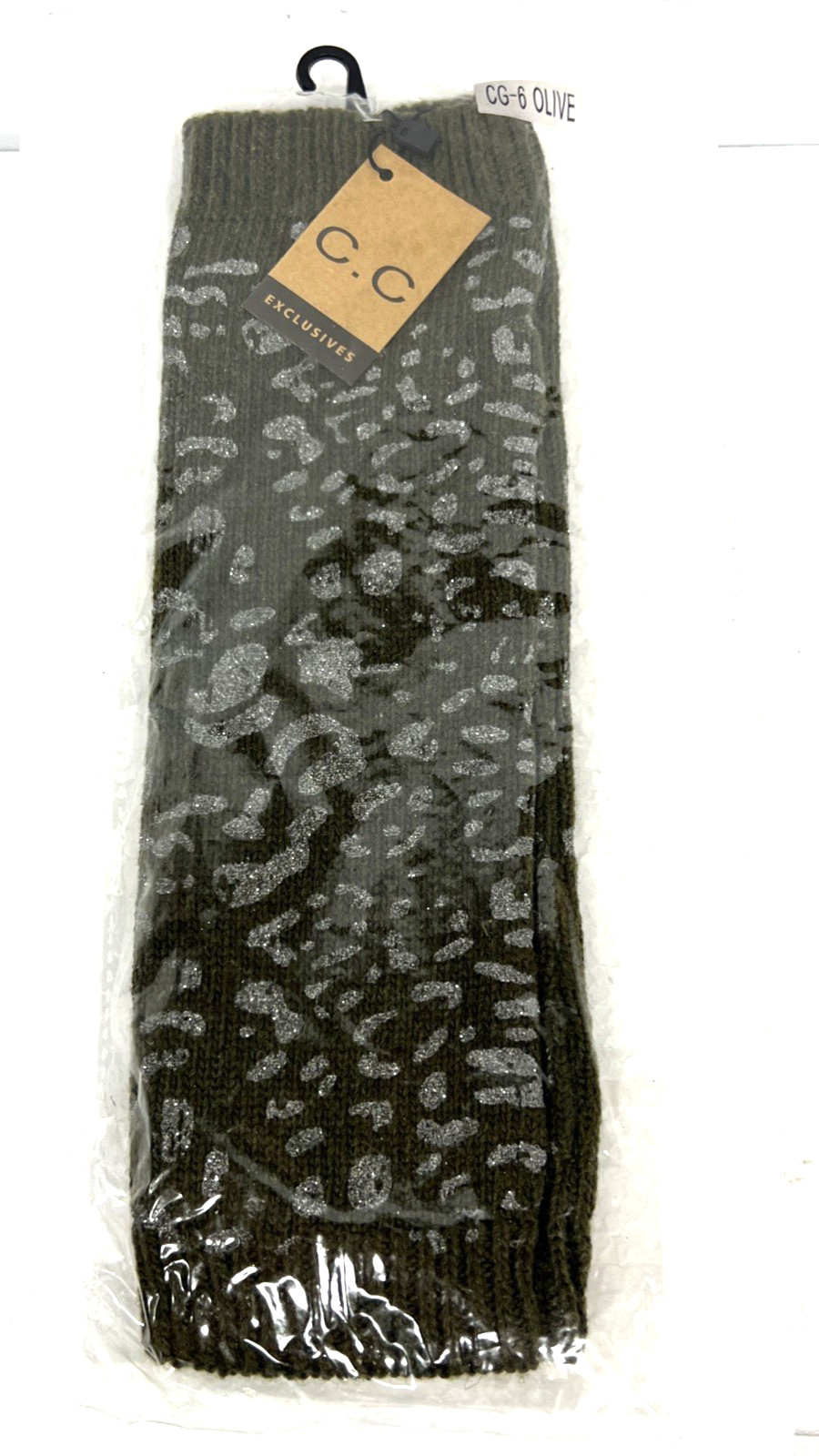как выглядит Leg Warmers w A Silver Leopard Print Design in OLIVE by CC Exclusives NWT Womens фото
