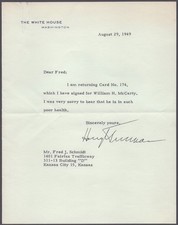 HARRY S TRUMAN - TYPED LETTER SIGNED 08/29/1949