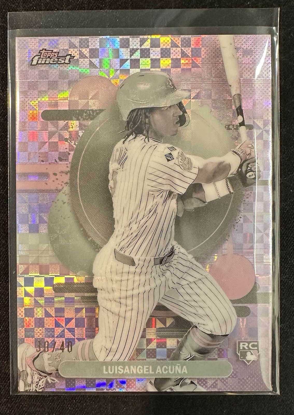 2025 Topps Finest Luisangel Acuna Pearl Uncommon X-Fractor /40 RC #108 Mets