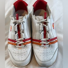 Used Vintage Vita White Ellesse Orange Red Leather Retro sneakers Worn sz 6