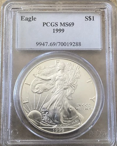 1999 $1 American Silver Eagle MS69 PCGS