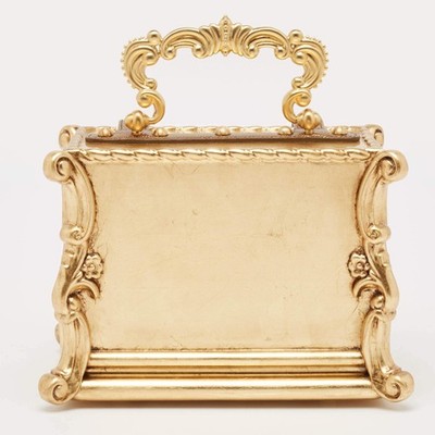 Dolce Gabbana Box Gold Acrylic and Karung Leather Top Handle Bags