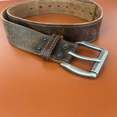 Vintage Levis Belt Brown Leather Work Heavy Roller 11LV1200 - Men's L 38-40
