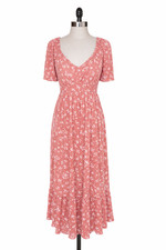 TORRID Plus Size 0 0X Empire Waist Dress Terra Cotta White Floral Pockets