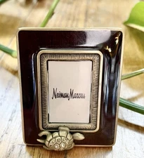 JAY STRONGWATER Mini Picture Frame & Clip Turtle Crystal Accents Enamel