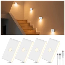 Rechargeable Stair Night Lights Indoor with Motion Sensors, Small Battery Pow...