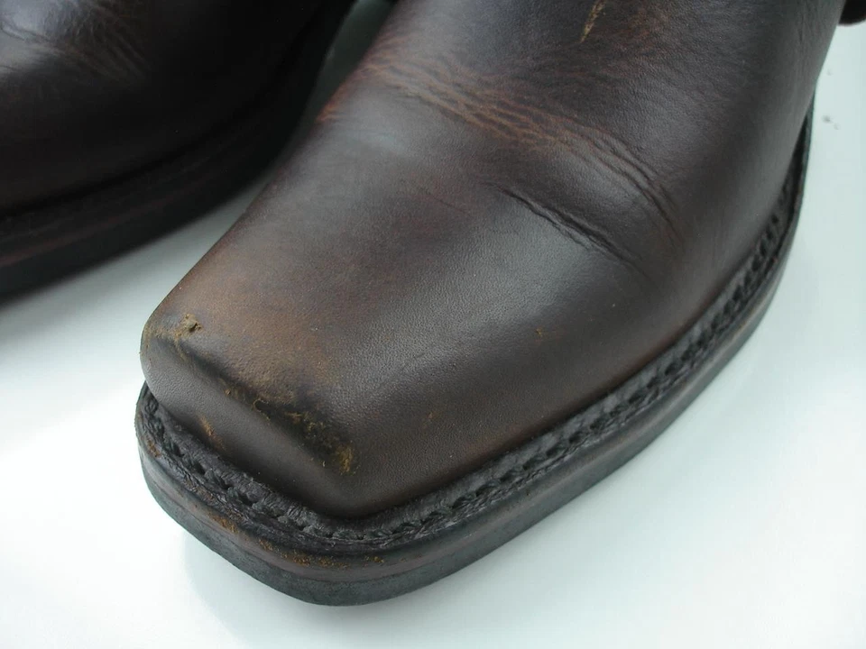 Botas de motocicleta para mujer talla 7,5 M Frye Arnés 8R Cuero Humo Puntera Cuadrada 77455 Foto 3 de 4