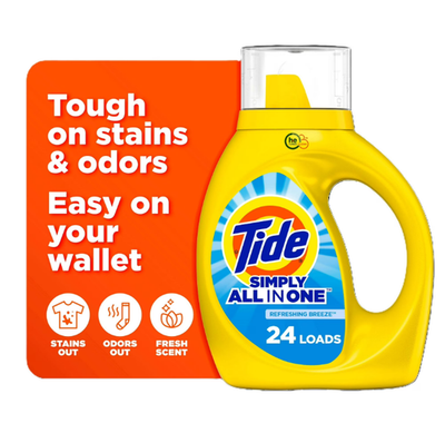 #ad Tide Simply Liquid Laundry Detergent Refreshing Breeze 24 Loads 32 fl oz $3.39